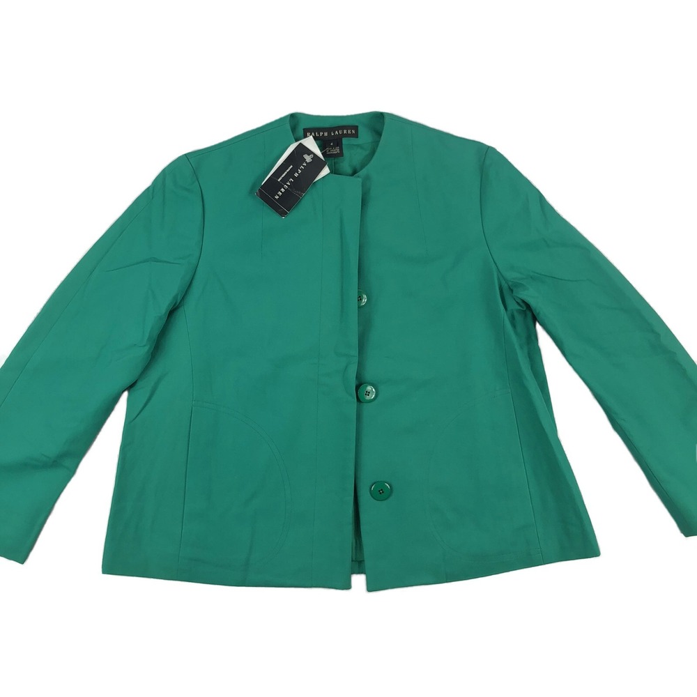 NWT Ralph Lauren Black Label Sz 4 Green Tunic Blazer Hidden‎ Buttons MSRP $798